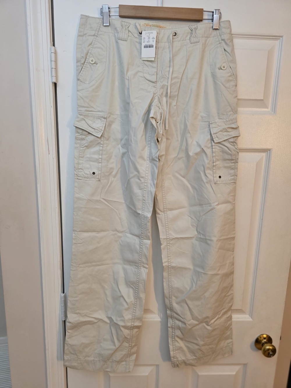 J Crew Women’s Cargo Pants — Cream Lightweight Utility Trousers. Sz Tall 6. NWT